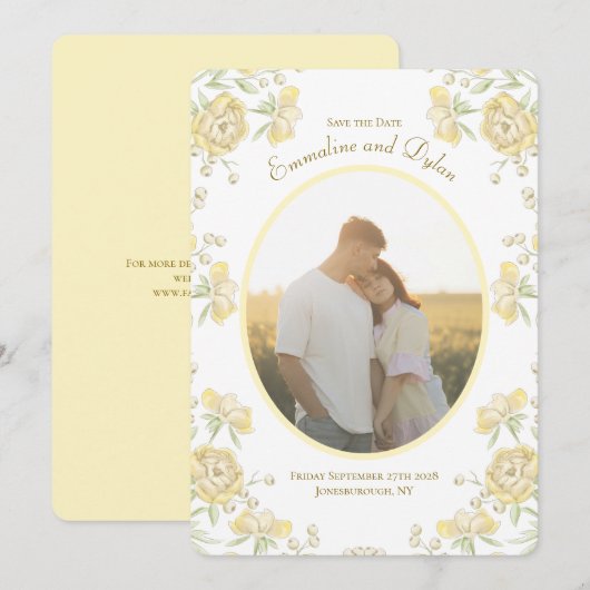 Invitation Yellow Rose Wedding Save the Date (Devant / Derrière)