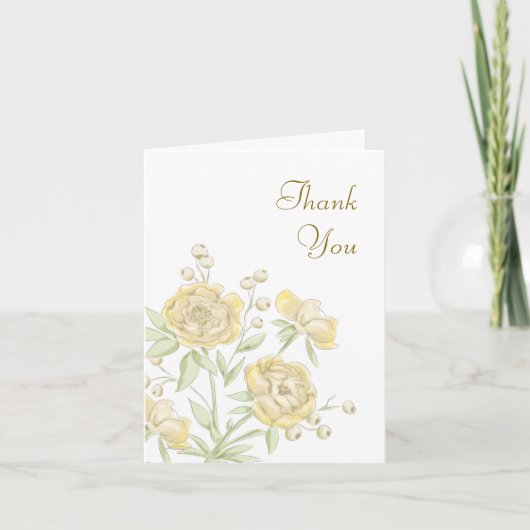Invitation Yellow Rose Wedding Thank You Cards (Devant)