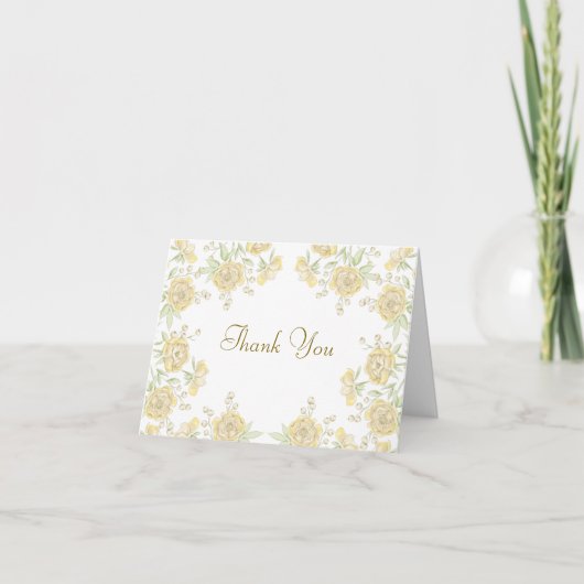 Invitation Yellow Rose Wedding Thank You Note Card (Devant)