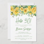 Invitation Yellow Sage Green Floral 30th Birthday Party (Devant)
