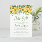 Invitation Yellow Sage Green Floral 30th Birthday Party (Debout devant)