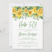 Invitation Yellow Sage Green Floral 50th Birthday Party (Devant)