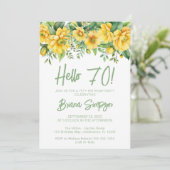 Invitation Yellow Sage Green Floral 70th Birthday Party (Debout devant)
