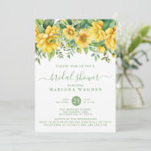 Invitation Yellow Sage Green Floral Bridal Shower (Debout devant)