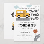 Invitation Yellow School Bus 2e anniversaire Roues dans le bu (Devant / Derrière)