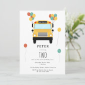 Invitation Yellow School Bus Kids Birthday Party (Debout devant)