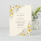 Invitation Yellow Silver Dainty Spring Wedding (Debout devant)