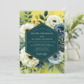 Invitation Yellow Slate Artistic Bloom Wedding (Debout devant)