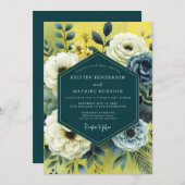 Invitation Yellow Slate Artistic Bloom Wedding (Devant / Derrière)
