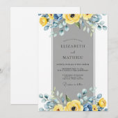 Invitation Yellow Slate Gray Elegant Spring Wedding (Devant / Derrière)