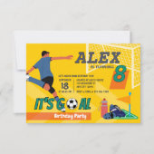 Invitation Yellow Sporty Soccer Objectif Anniversaire de enfa (Devant)