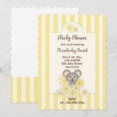 Invitation Yellow Stripe Koala Baby shower neutre pour les fe (Devant / Derrière)