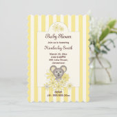 Invitation Yellow Stripe Koala Baby shower neutre pour les fe (Debout devant)