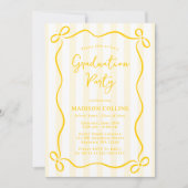 Invitation Yellow Stripes Bow Frame Graduation Party Photo (Devant)