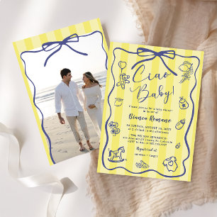 Invitation Yellow Stripes Italien Ciao Baby shower Photo