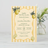 Invitation Yellow Stripes with Lemons Wedding (Debout devant)