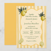 Invitation Yellow Stripes with Lemons Wedding (Devant / Derrière)