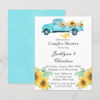 Yellow Sunflower Aqua Camion Vintage Couples Douch