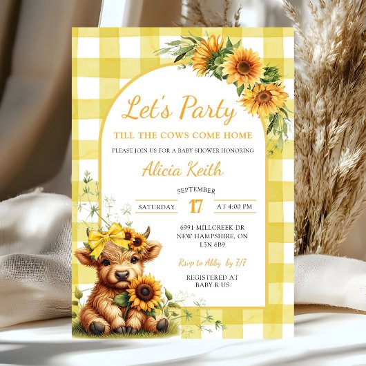 Invitation Yellow Sunflower Let's Party Baby Shower Invitatio