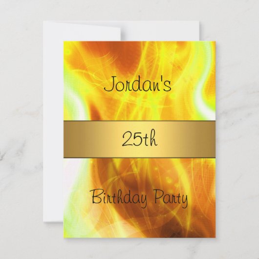 Invitation Yellow Swirl Gold 25e fête d'anniversaire (Devant)