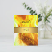 Invitation Yellow Swirl Gold 25e fête d'anniversaire (Debout devant)