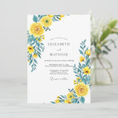 Invitation Yellow Teal Flourishing Spring Wedding (Debout devant)
