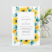 Invitation Yellow Teal Pristine Summer Wedding (Debout devant)