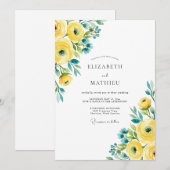 Invitation Yellow Teal Vivid Spring Wedding (Devant / Derrière)