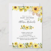 Invitation Yellow tournesol aquarelle fille baby shower (Devant)