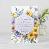 Invitation Yellow Violet Botanical Whimsy Wedding (Debout devant)