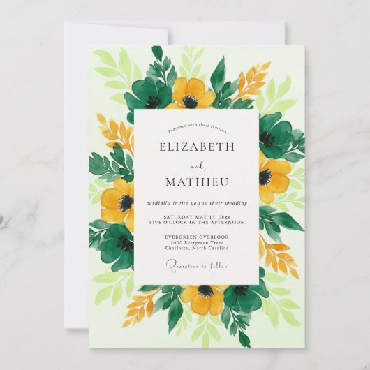 Invitation Yellow Vivid Botanical Spring Wedding (Devant)
