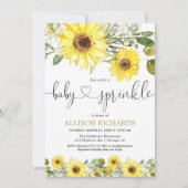 Invitation Yellow watercolor tournesol bébé arroser (Devant)