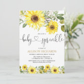 Invitation Yellow watercolor tournesol bébé arroser (Debout devant)