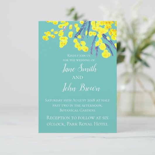 Invitation Yellow Wattle moderne simple art mariage (Debout devant)