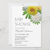 Invitation Yellow & White Floral Gender Neutral Baby Shower (Devant)