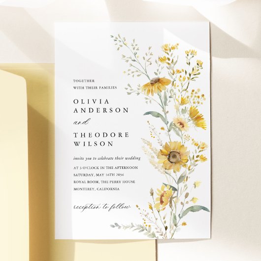 Invitation Yellow Wildflower Sunflower Wedding