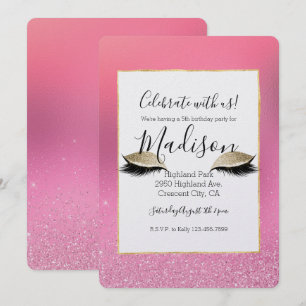Invitation Yeux rose or