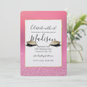 Invitation Yeux rose or (Debout devant)