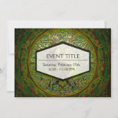 Invitation Yin Yang Mandala vert avec l'arbre de vie (Dos)