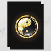 Invitation Yin Yang or sur noir (Devant / Derrière)