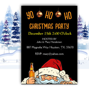 Invitation Yo Ho Ho Boire Père Noël Christmas Party Invitatio