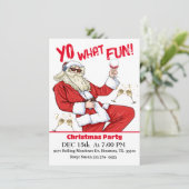 Invitation Yo What Fun Hip Père Noël Christmas Party Invitati (Debout devant)