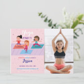 Invitation Yoga Anniversaire Filles Stretch Tumble Photo (Debout devant)
