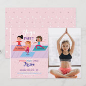 Invitation Yoga Anniversaire Filles Stretch Tumble Photo (Devant / Derrière)