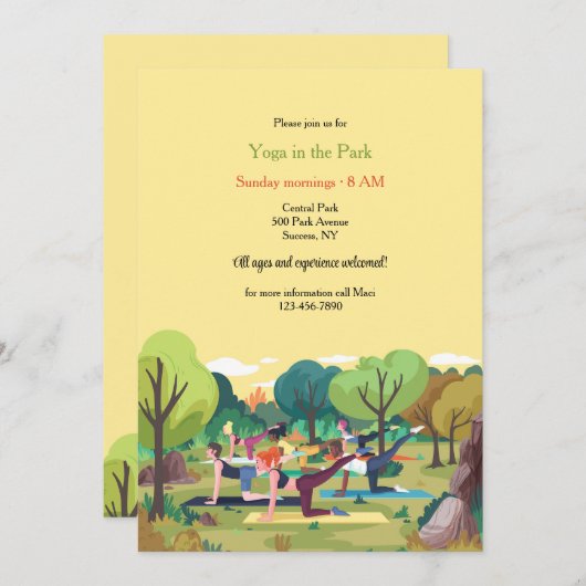 Invitation Yoga dans le parc (Devant / Derrière)