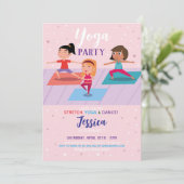 Invitation Yoga Filles de fête d'anniversaire Pink Stretch Tu (Debout devant)