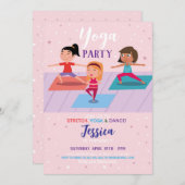 Invitation Yoga Filles de fête d'anniversaire Pink Stretch Tu (Devant / Derrière)
