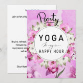 Invitation Yoga happy hour avec eau d'orchidée violette rose (Devant / Derrière)