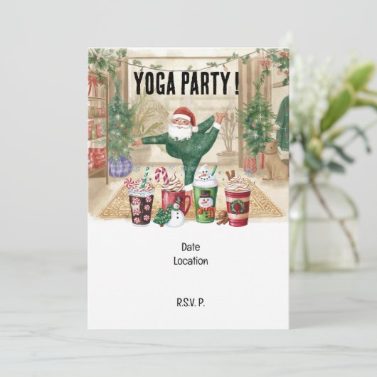 Invitation Yoga Noël Père Noël instructeur (Debout devant)