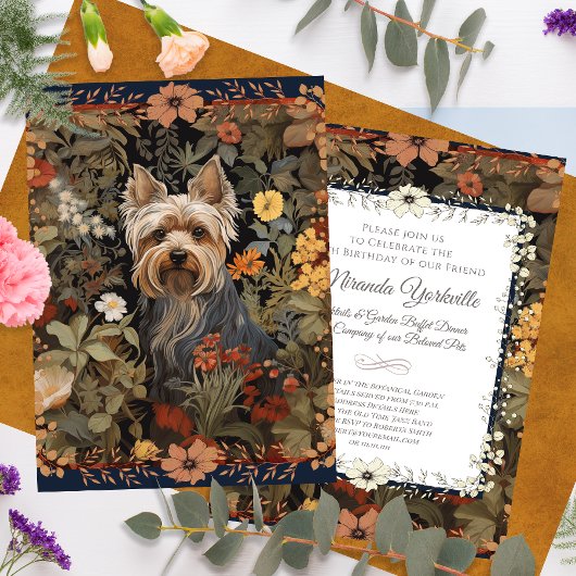 Invitation Yorkie ou Silky Terrier William Morris Style